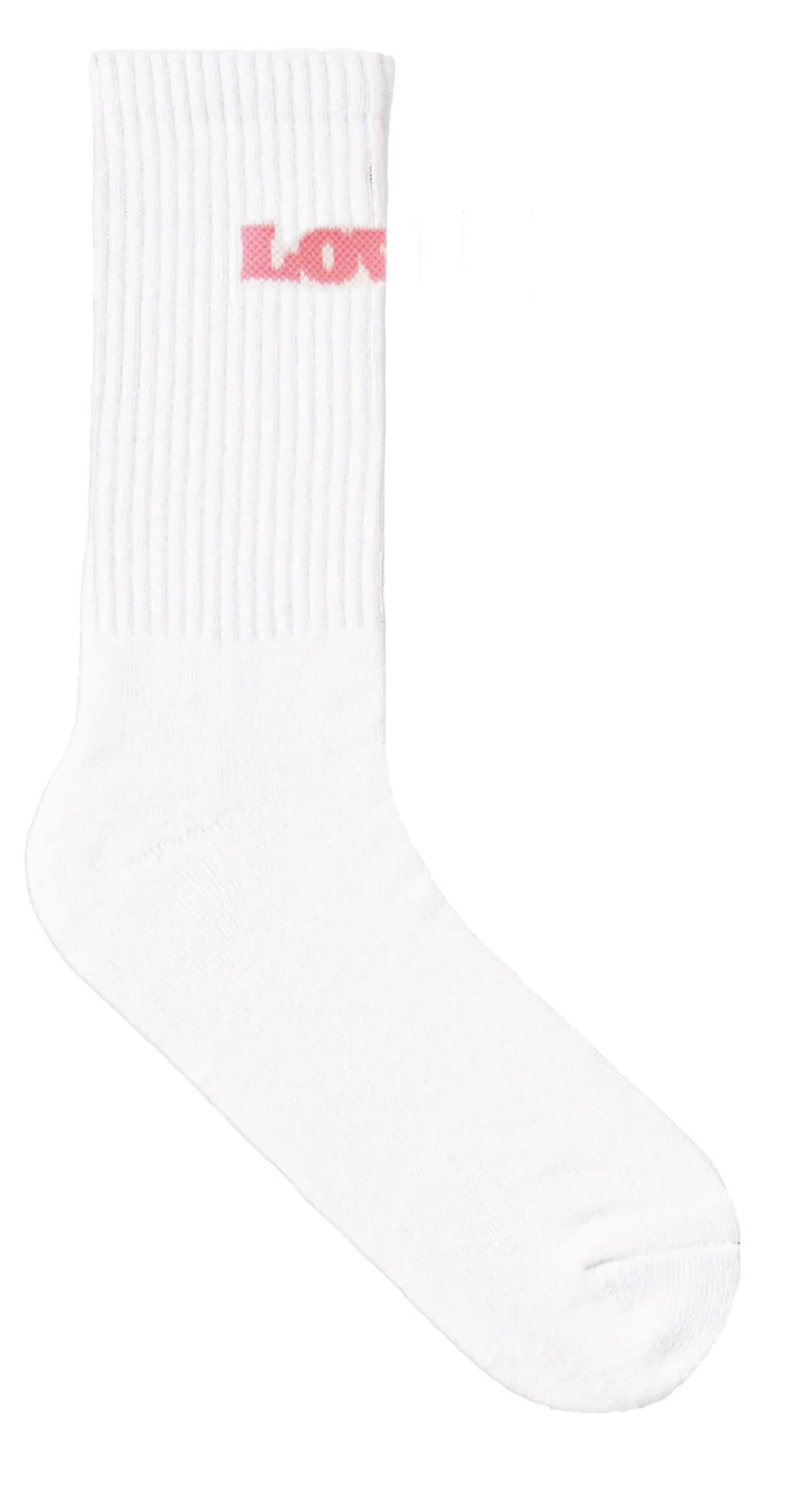 LOVER GOTS-certified organic cotton unisex sock featuring a pink LOVER logo on the left side.