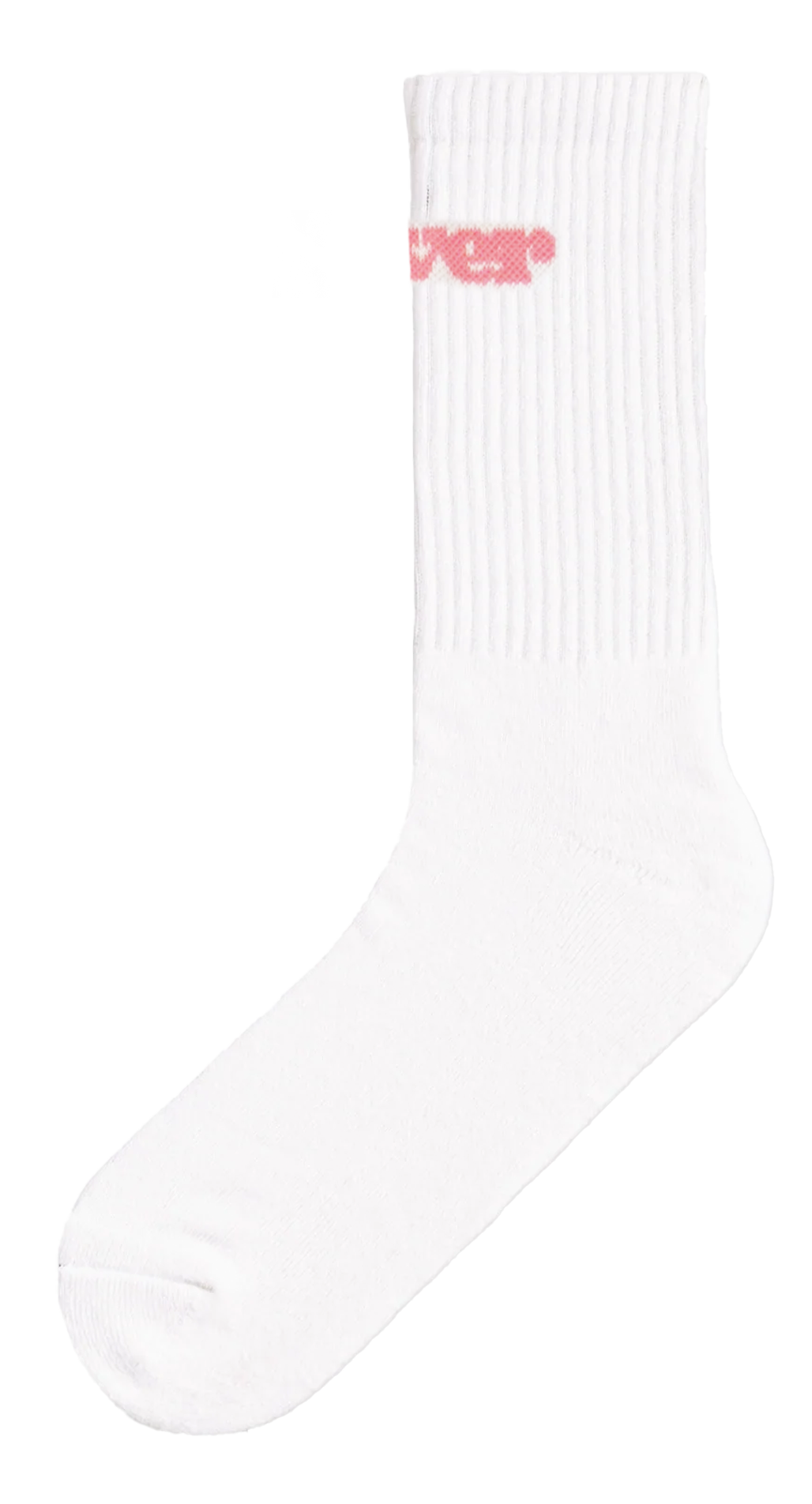 LOVER GOTS-certified organic cotton unisex sock featuring a pink LOVER logo on the right side.